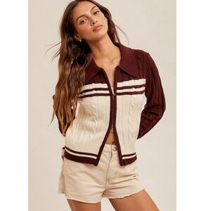 🌟 “The Vasia" Two Way Zipper Front Sweater Crop Cardigan